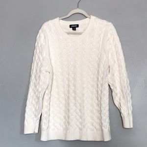 Lands’ End white drifter sweater